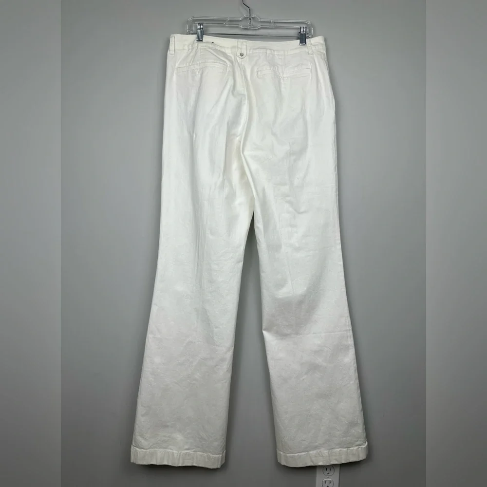 Coldwater Creek White Straight Wide Leg Pant Size Large 16